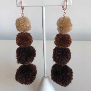 Pom pom earrings- three tone